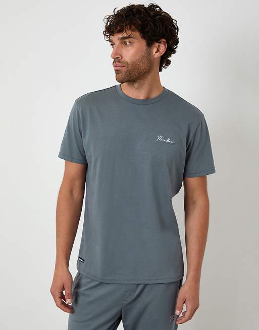 Threadbare Cotton Blend Jersey Pyjama Set In Grey