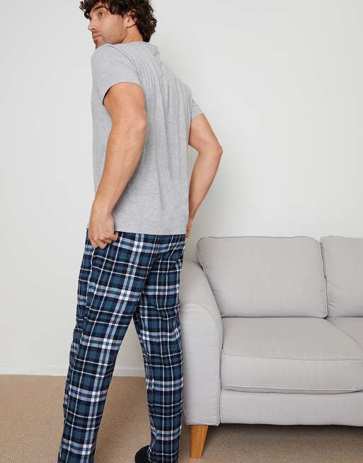 Threadbare 'delano' Cotton Blend Pyjama Set In Light Grey