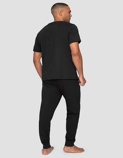 Threadbare 'elton' Cotton Blend Jersey Pyjama Set In Black