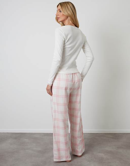 Threadbare Petite Cotton Long Sleeve Pyjama Set In Pink