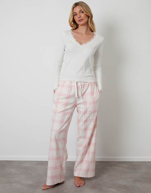 Threadbare Petite cotton long sleeve pyjama set in pink