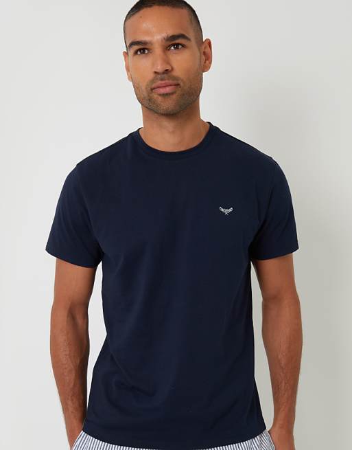 Threadbare Short Sleeve Top & Stripe Pants Pyjama Set In Navy