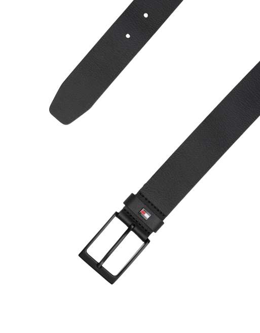 Tommy Hilfiger Layton Leather Belt In Black