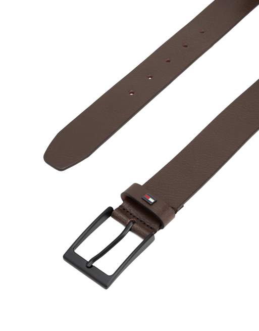 Tommy Hilfiger Layton Leather Belt In Dark Brown