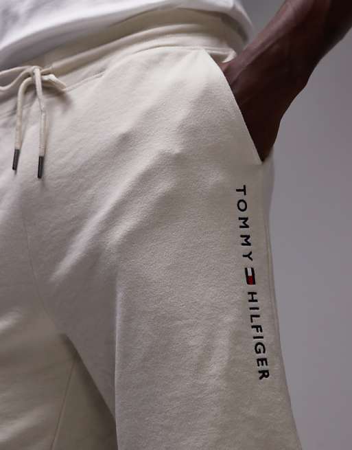Tommy Hilfiger Logo Jersey Shorts In Off White