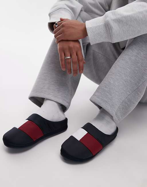 Tommy Hilfiger nylon flag slippers in navy