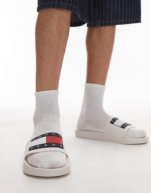 Tommy Jeans sliders in white