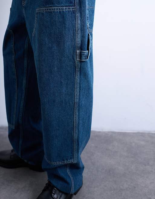 Topman Baggy Carpenter Jean In Mid Wash
