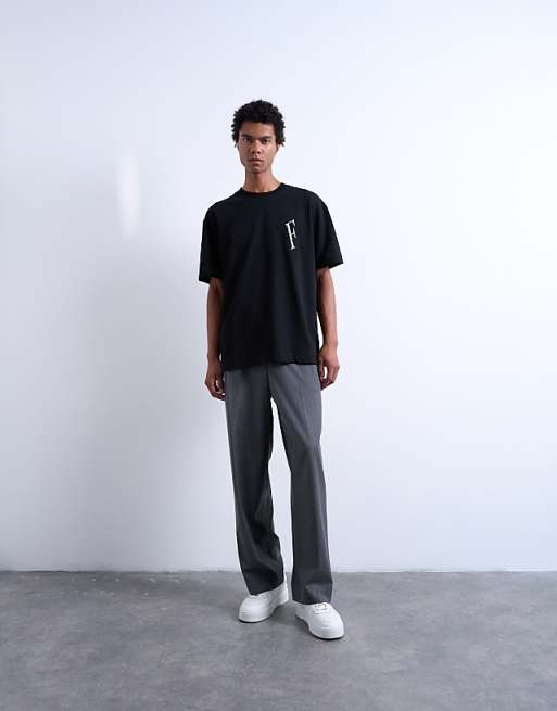 Topman Oversized Fit T-shirt With Forever Embroidery In Black