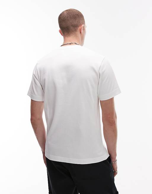 Topman Regular Fit T-shirt With Amore Embroidery In Ecru