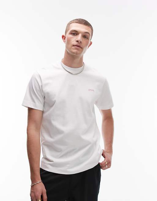 Topman Regular Fit T-shirt With Amore Embroidery In Ecru