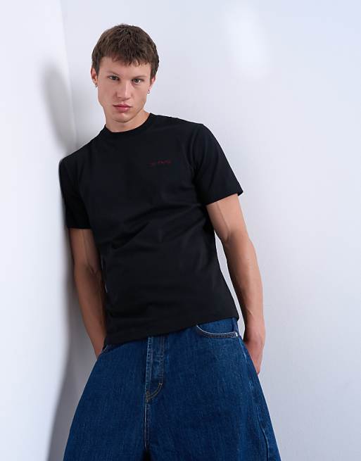 Topman Regular Fit T-shirt With Je T'aime Embroidery In Black