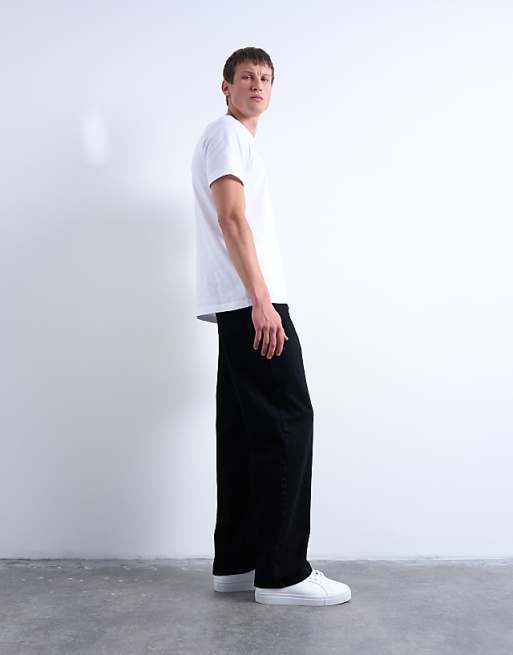 Topman Rigid Baggy Jean In Black
