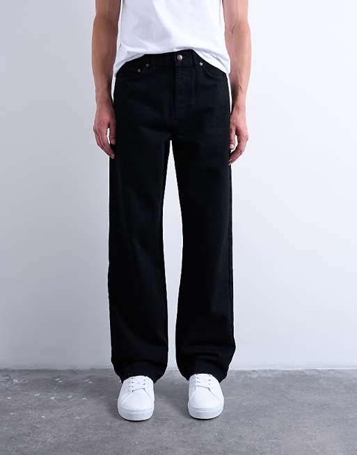 Topman rigid baggy jean in black