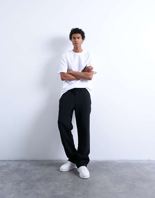 Topman Straight Leg Jogger In Black