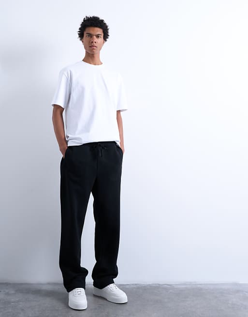 Topman straight leg jogger in black