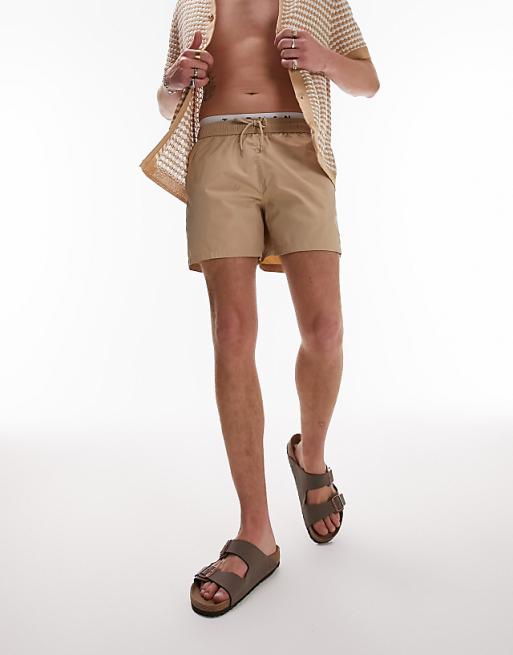 Topman Swim Shorts In Stone