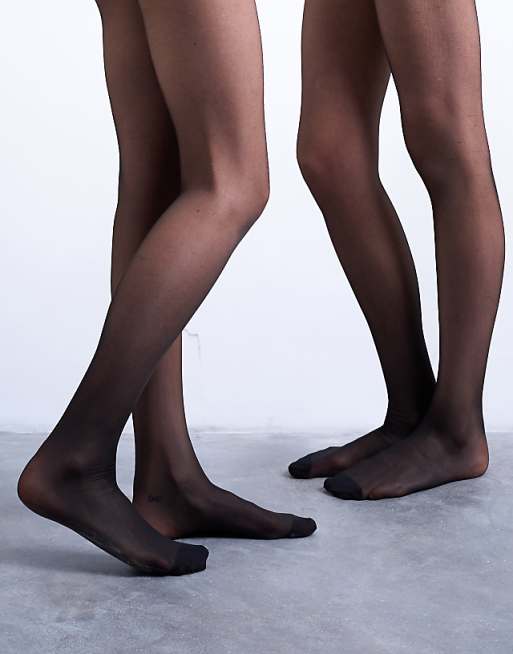 Topshop 2 pack 15 denier tights in black