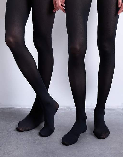 Topshop 2 pack 50 denier tights in black