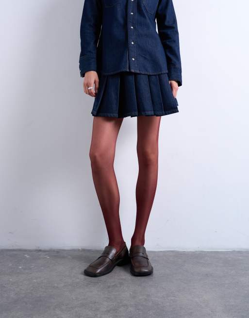 Topshop 2pk 15 Denier Sheer Tights In Burgundy