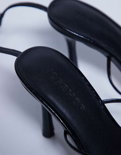 Topshop Abbie Strappy Mid Heel Sandal In Black