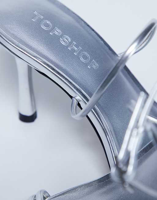Topshop Abbie Strappy Mid Heel Sandal In Silver