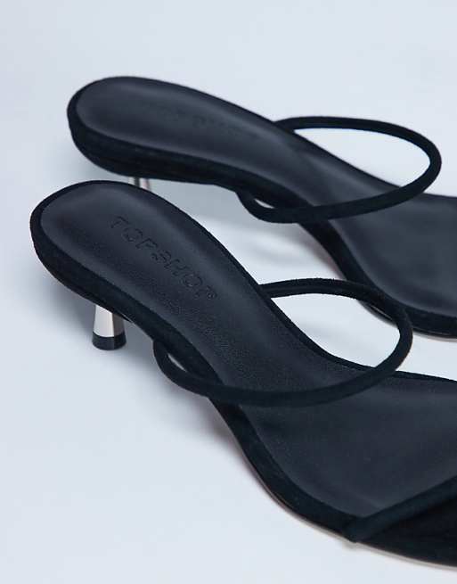 Topshop Ada Real Suede Kitten Heel Mule In Black