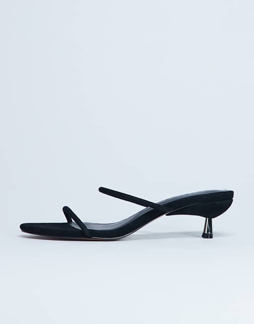 Topshop Ada Real Suede Kitten Heel Mule In Black