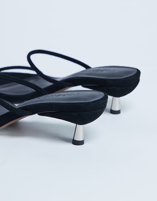 Topshop Ada Real Suede Kitten Heel Mule In Black