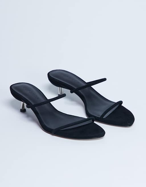 Topshop Ada real suede kitten heel mule in black