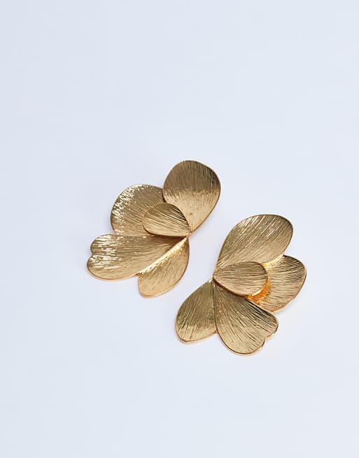 Topshop Birdie stud statement earrings in gold