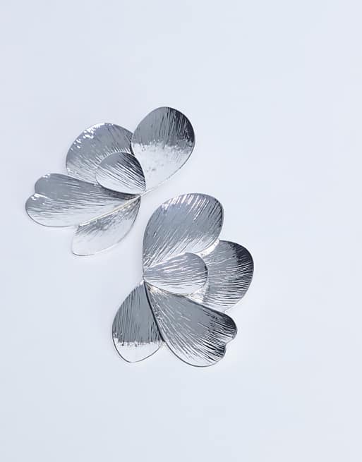 Topshop Birdie Stud Statement Earrings In Silver