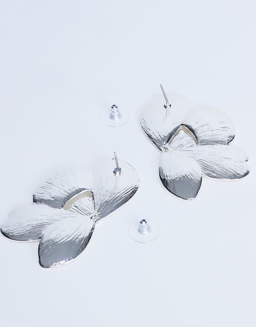 Topshop Birdie Stud Statement Earrings In Silver