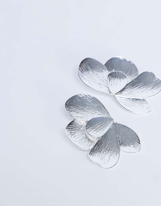 Topshop Birdie Stud Statement Earrings In Silver