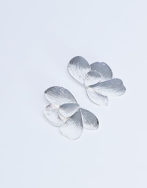 Topshop Birdie stud statement earrings in silver