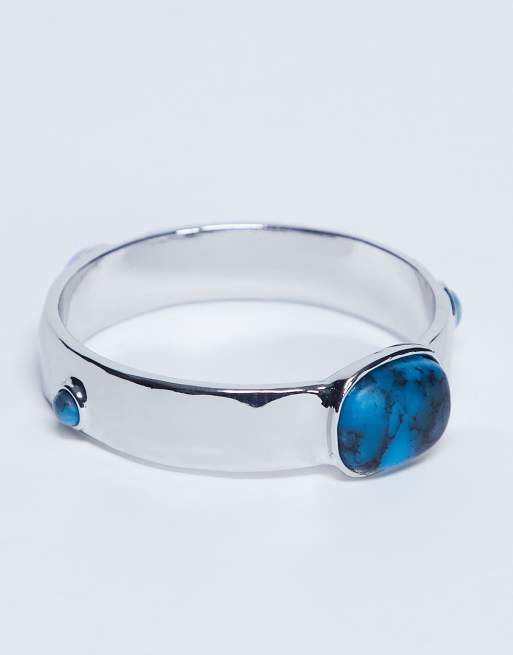 Topshop Bree Small Bangle With Stones In Silver