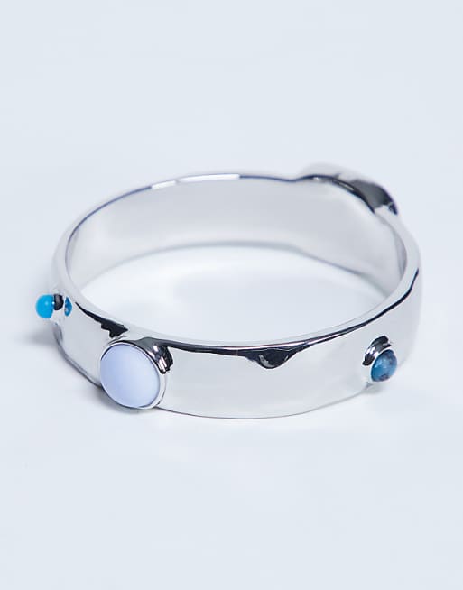 Topshop Bree small bangle with stones in silver