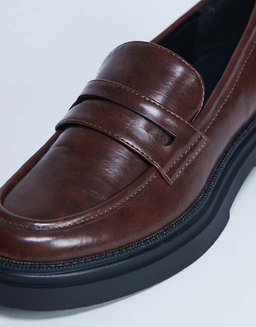 Topshop Cade Chunky Sole Loafer In Chocolate
