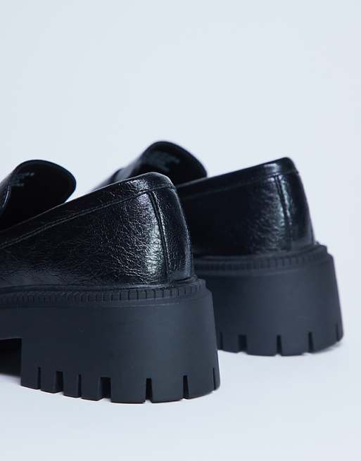 Topshop Cecil Chunky Cleated Sole Loafer In Black