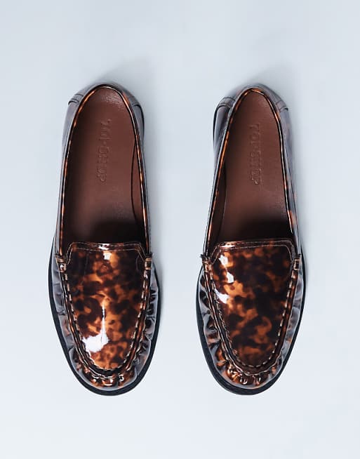 Topshop Coby Ruched Toe Loafer In Tortoise Shell