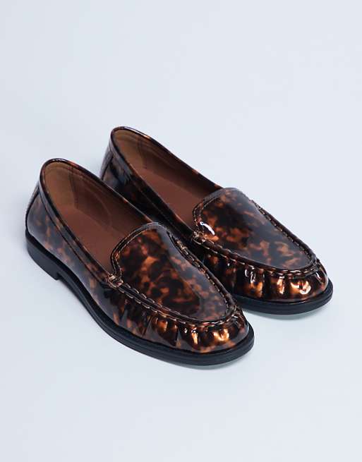Topshop Coby ruched toe loafer in tortoise shell