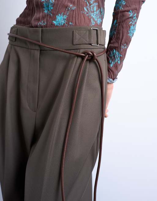 Topshop Cord Style Belt In Chocolate