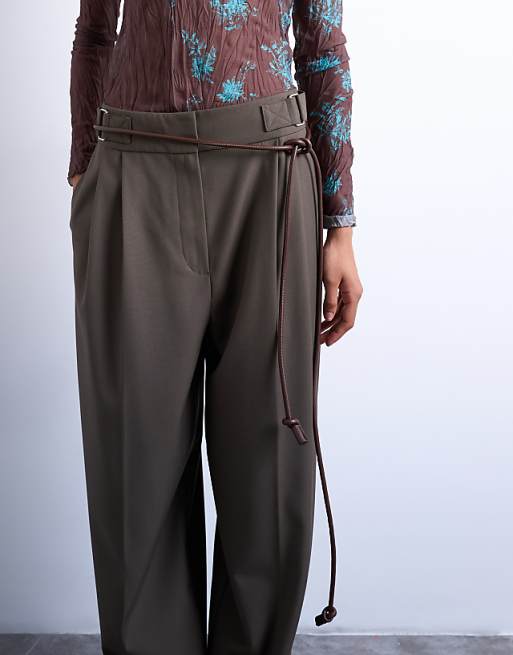 Topshop cord style belt in chocolate