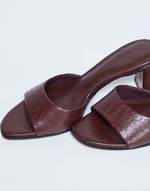 Topshop Freya Heeled Mule In Burgundy