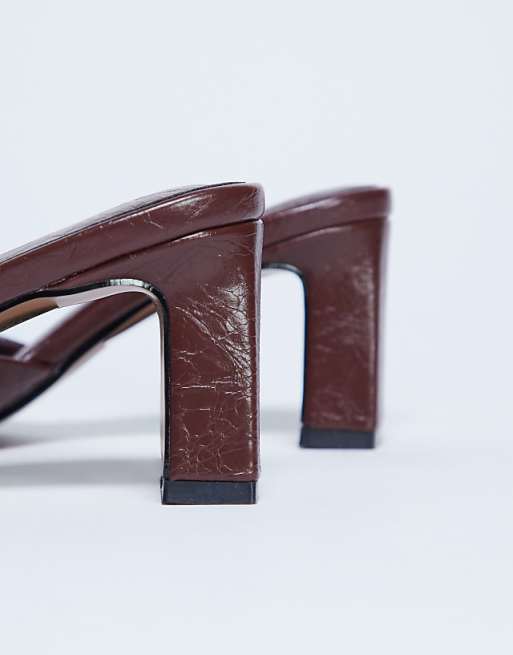 Topshop Freya Heeled Mule In Burgundy
