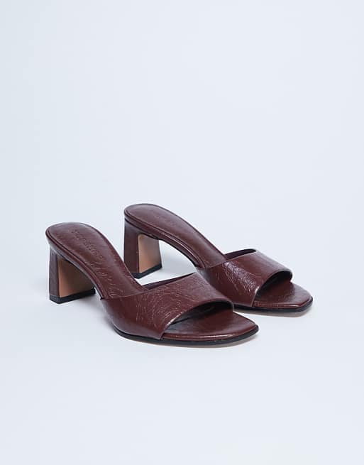 Topshop Freya heeled mule in burgundy