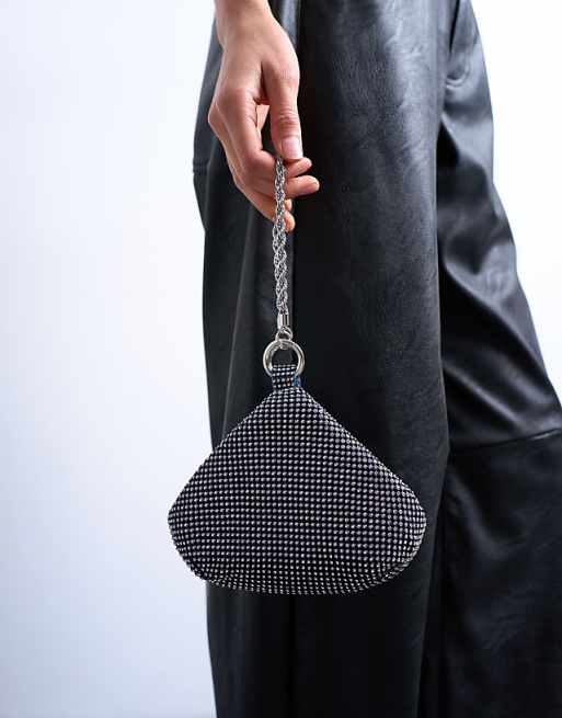 Topshop Galaxy diamante grab bag in navy