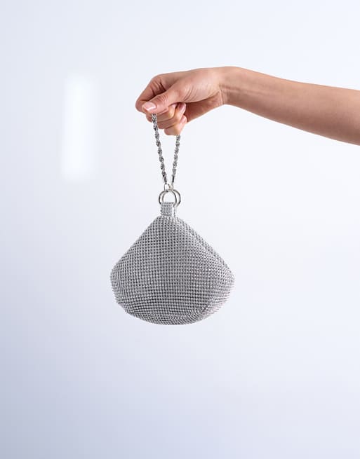 Topshop Galaxy Diamante Grab Bag In Silver