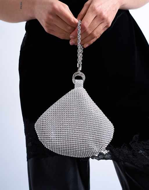 Topshop Galaxy diamante grab bag in silver