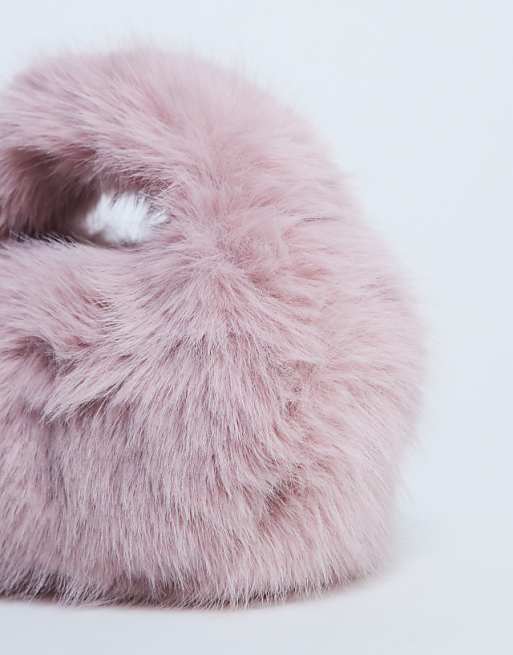 Topshop Gemima Faux Fur Grab Bag In Pink